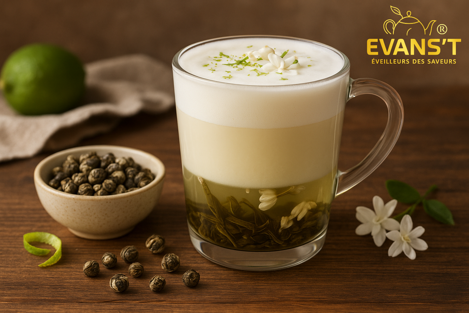 Latte floral au Perles de Jasmin Impérial