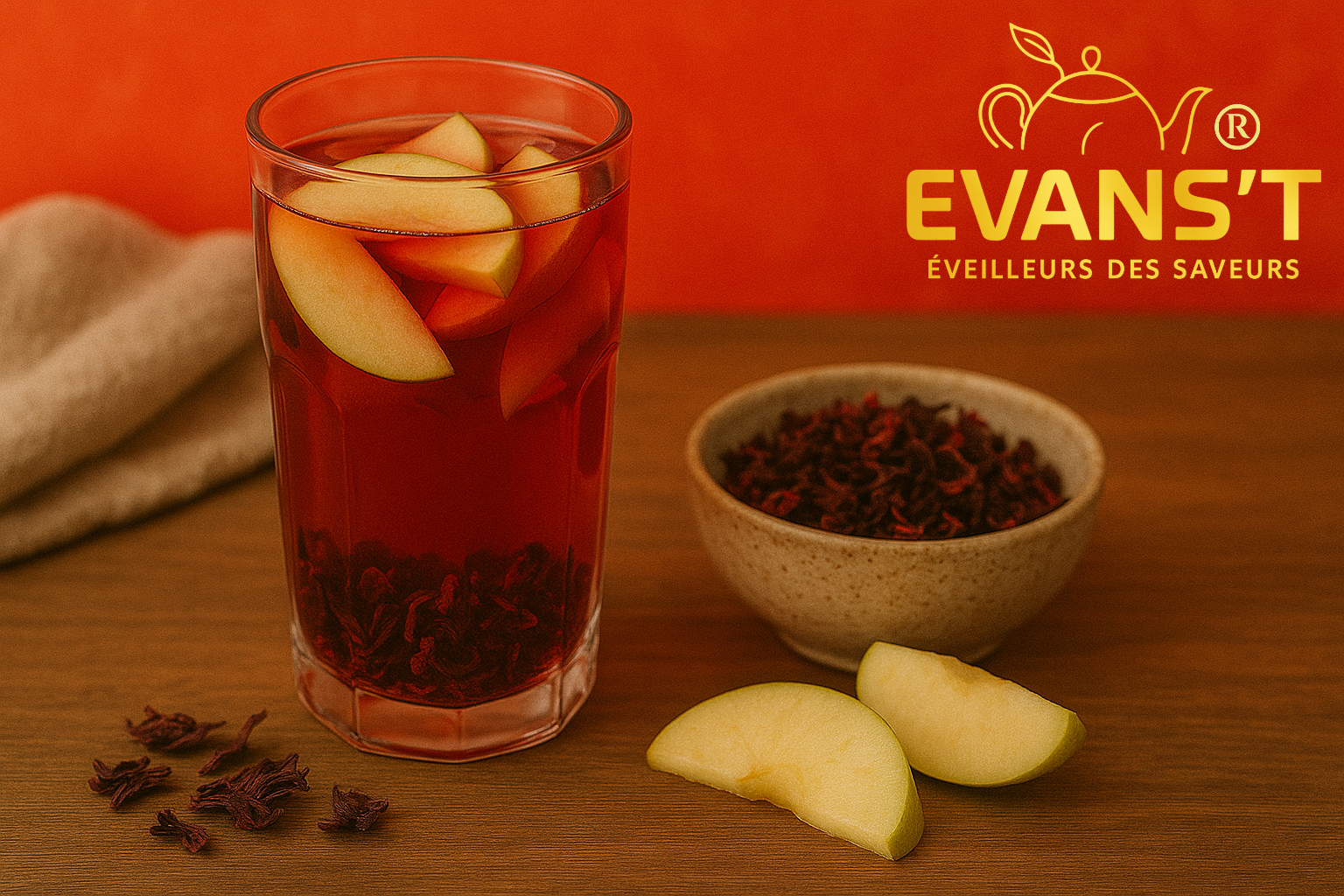 Eau de fruits detox pomme-hibiscus